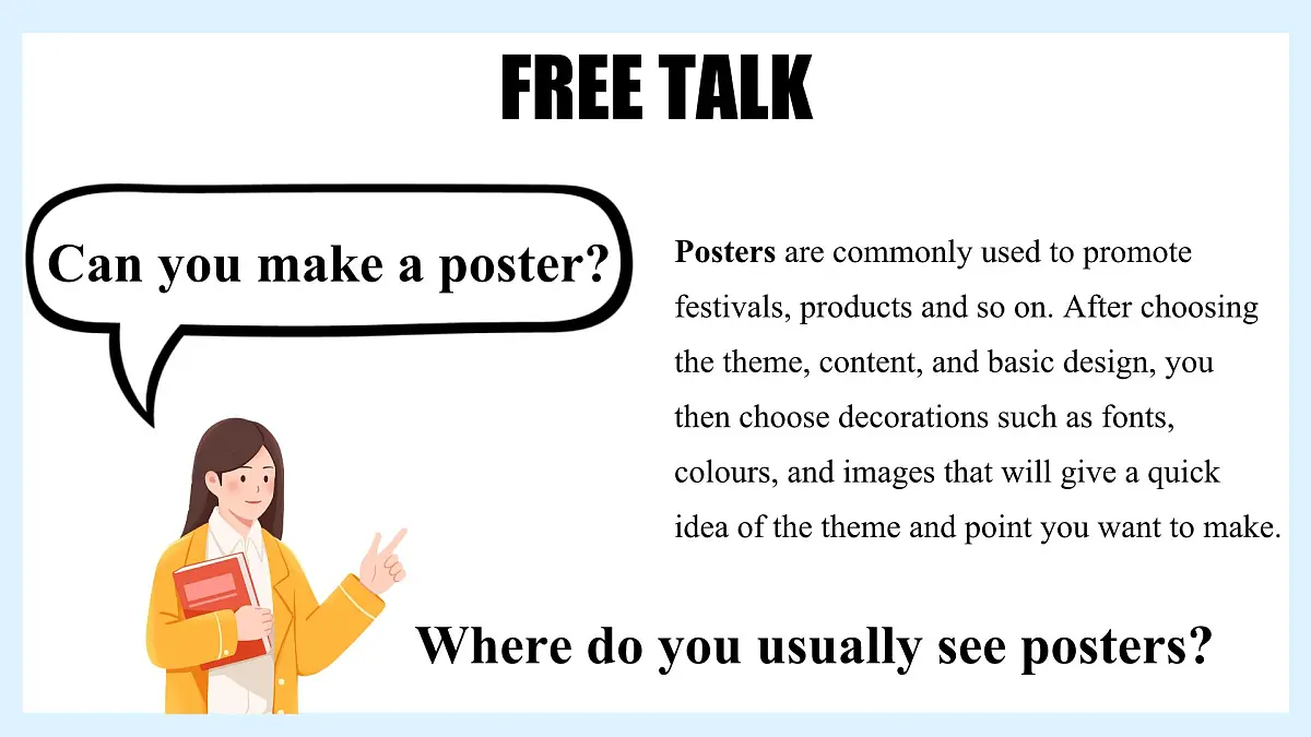 Unit 6 Being creative Lesson 5 How to make a poster—初中英语冀教版(2024)七年级下册(课件)第5页