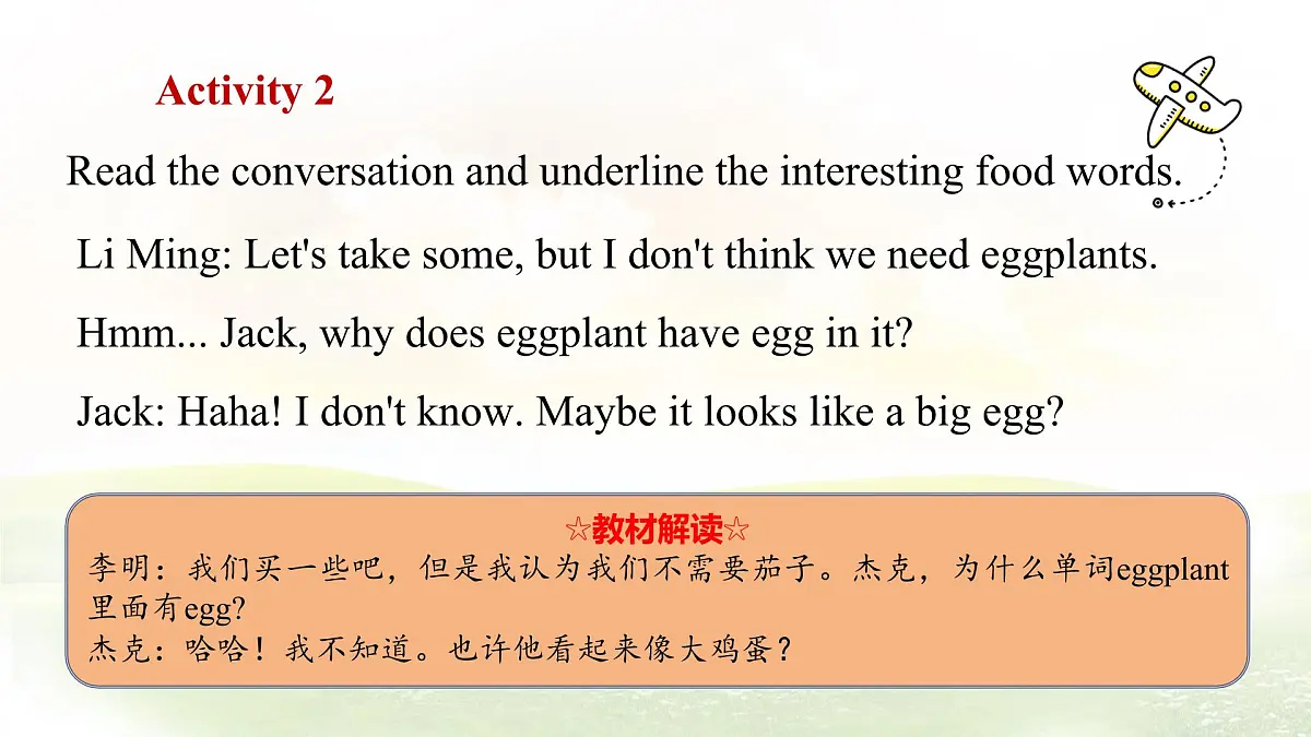 冀教版英语(2024) 七年级上册 Unit 2 Learning English is fun!Lesson 3 Food words are interesting! 课件第5页