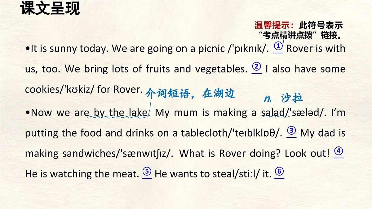 冀教版英语(2024) 七年级上册 Unit 4 Lesson 2 A family picnic课件 英语第5页