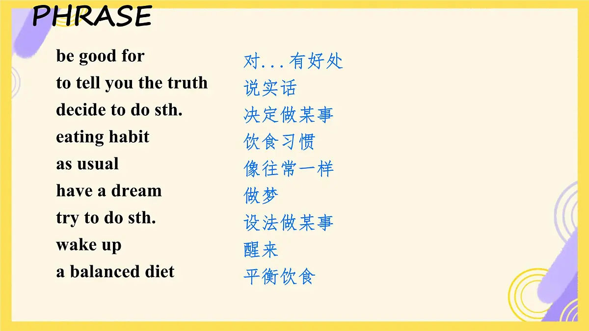 Unit 7 Ways to be healthy Lesson 1 You are what you eat!课件 2024-2025学年冀教版英语七年级下册第6页