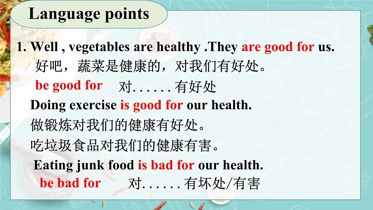Unit 7 Ways to be healthy Lesson 1 You are what you eat!课件 2024-2025学年冀教版英语七年级下册第8页