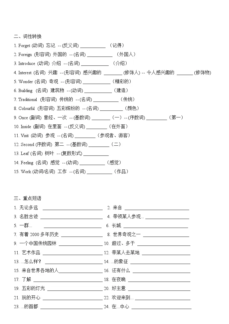 2025年春季译林版初中英语七年级下册Unit 3复习题纲(听写单)第3页
