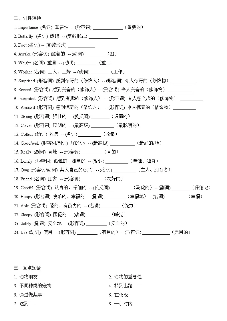 2025年春季译林版初中英语七年级下册Unit 5复习题纲(听写单)第3页