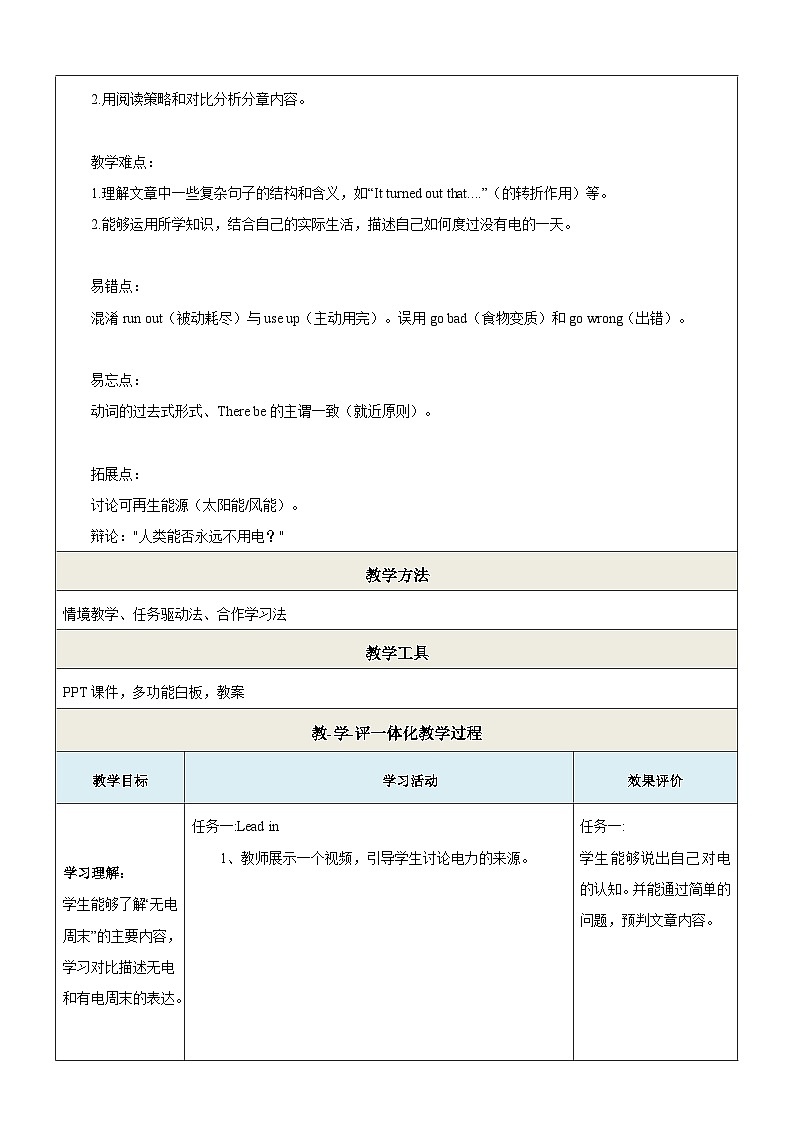 Unit 6 Electricity everywhere第1课时Reading 教学设计第2页