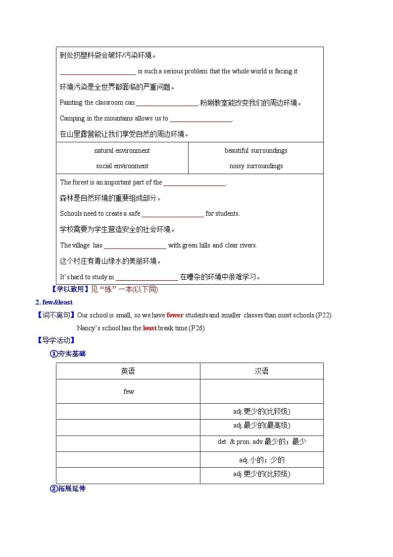 Unit 2 School life   詞匯篇&句型篇（“導(dǎo)”一本）（原卷版）第2頁