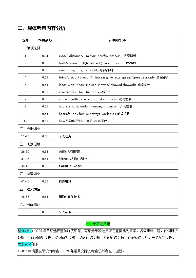 2025年中考英语真题完全解读(湖北武汉卷)第2页