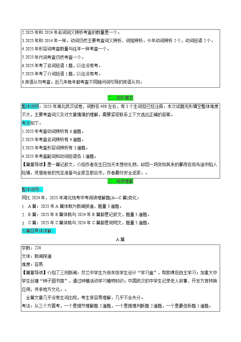 2025年中考英语真题完全解读(湖北武汉卷)第3页
