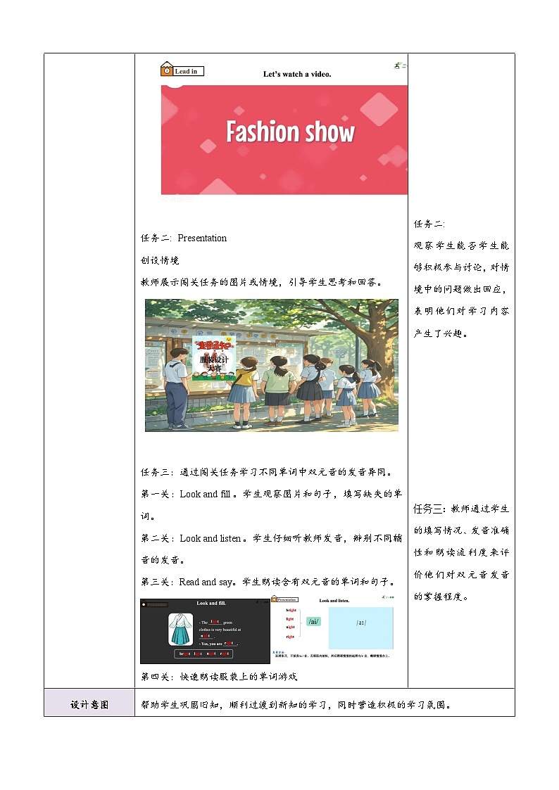 译林版2024版七年级上册英语Unit 6 My clothes my style 第4课时 Pronunciation 教学设计第3页