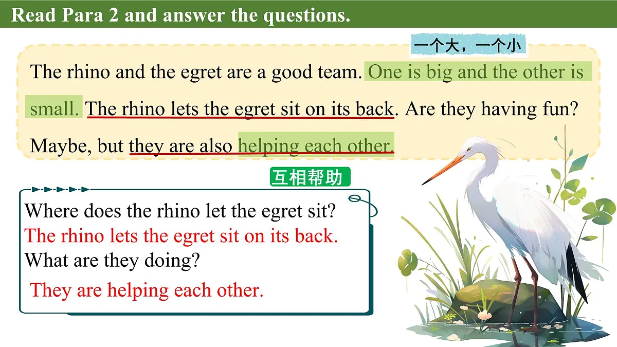 Unit 5 Lesson 2 The rhino and the egret课件第7页