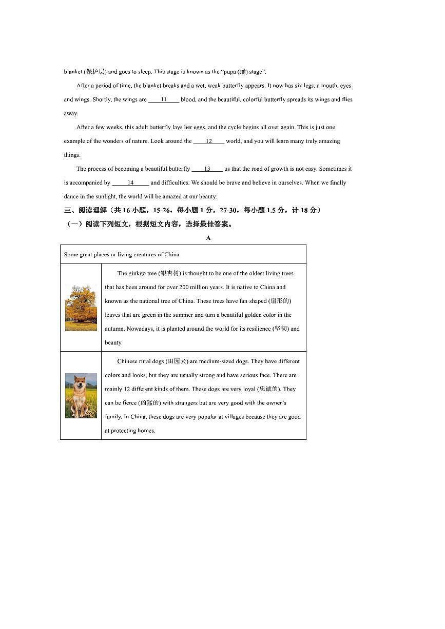 2024~2025学年山东省临沂市沂水县八年级下期末考试英语试卷(含答案)第2页