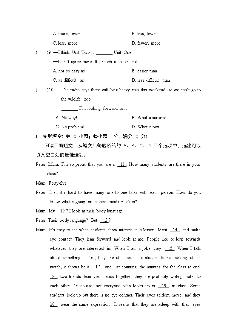 Unit 2 School life学情评估卷(含答案)2025-2026学年译林版八年级英语上册第2页
