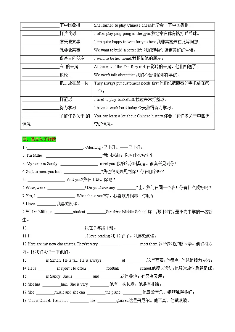 【同步100分背默】Unit1 This is me!知识清单(默写版)第3页