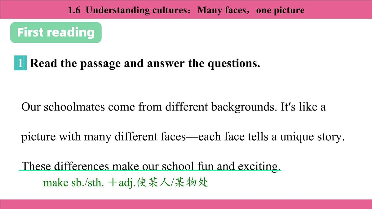 1.6 Understanding cultures:Many faces,one picture第2页