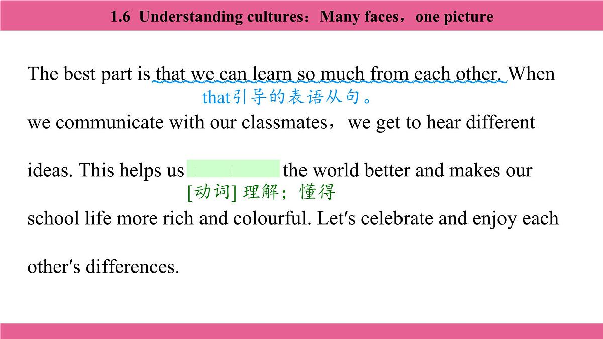 1.6 Understanding cultures:Many faces,one picture第5页