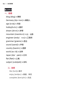沪教版初中英语七年级上册知识点
