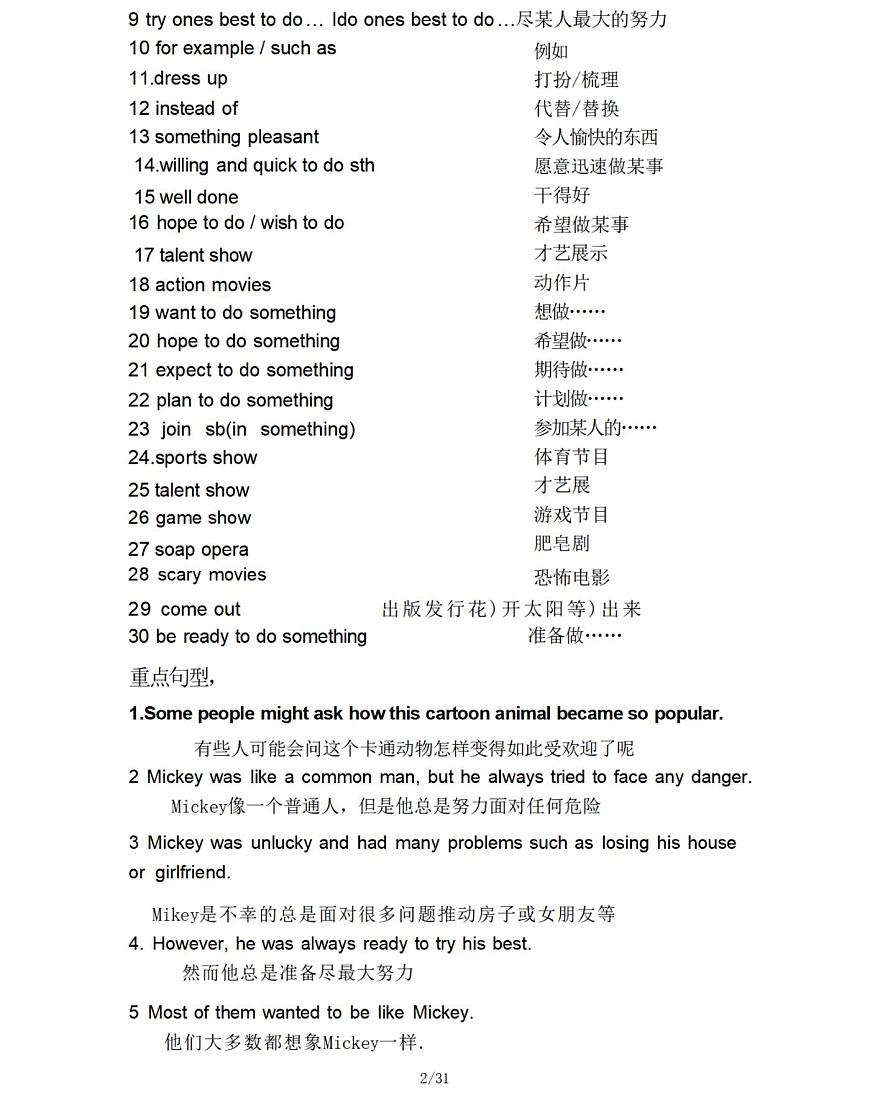 鲁教版初中英语七年级下册知识梳理第2页