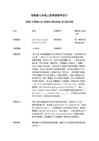 鲁教版（五四学制）（2024）七年级上册（2024）Unit 2 Rain or Shine Section A教学设计
