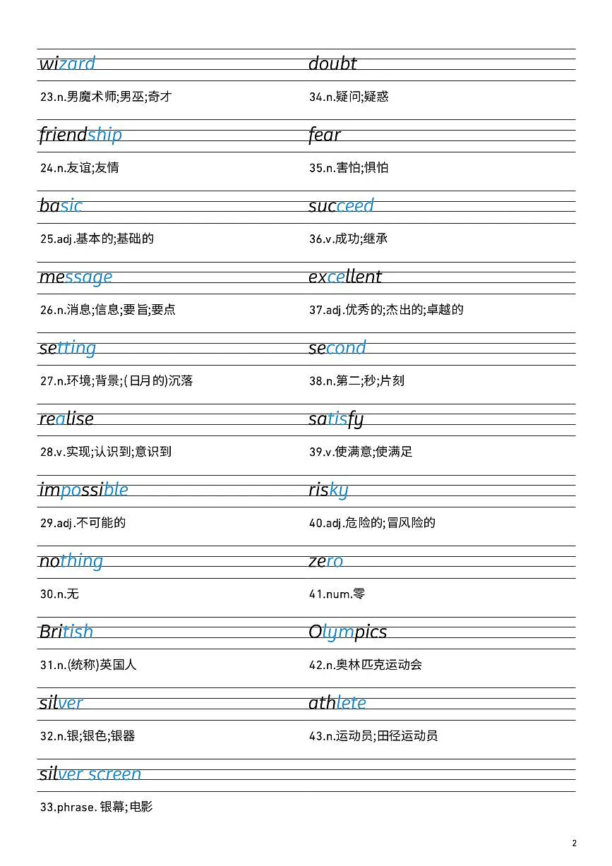 2024版外研版八年级上册英语单词同步衡水体字帖练习第2页