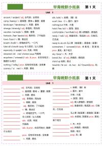 2024版人教版八年级上册英语知识点早背晚默小纸条