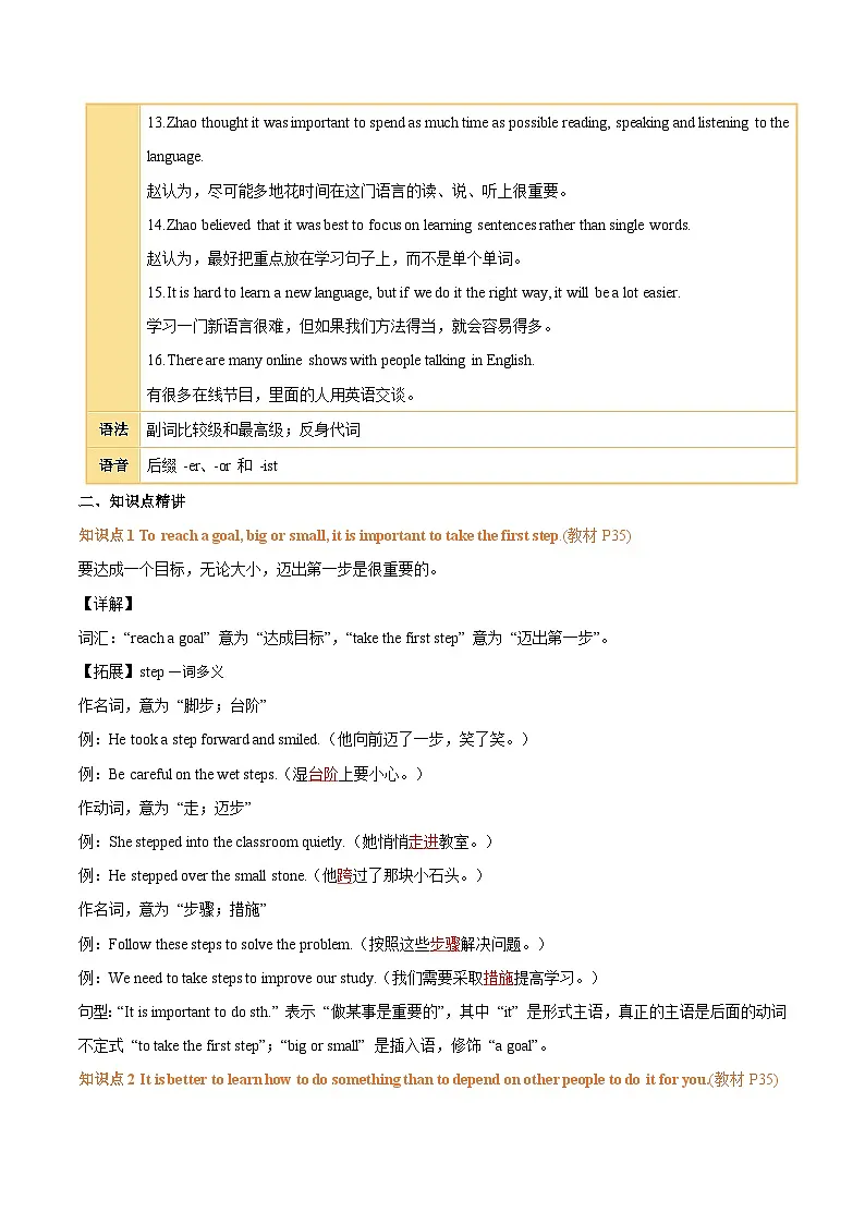 初中英语新译林版八上Unit3 To be a good learner知识清单(答案版)第3页