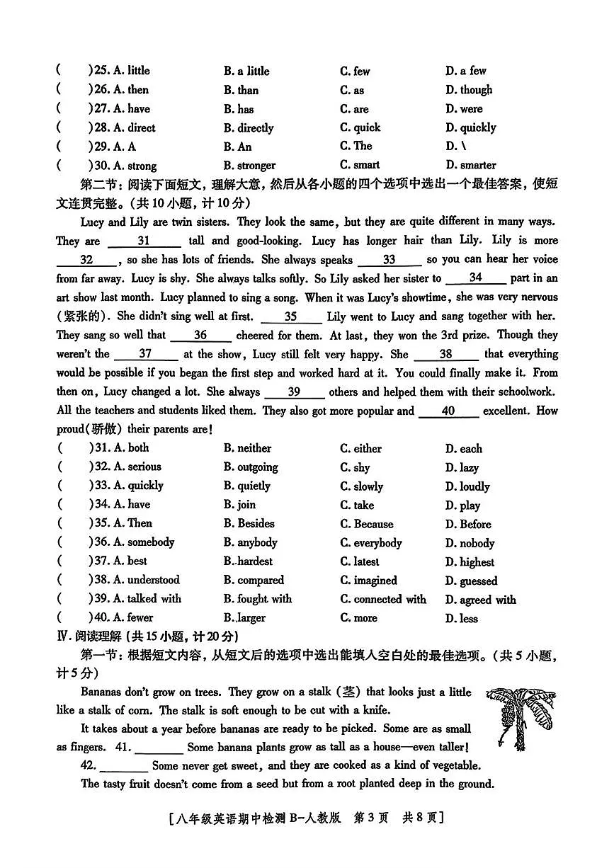 陕西省咸阳市永寿县常宁镇中学2025-2026学年八年级上学期期中检测英语试题第3页