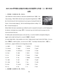 2025-2026学年浙江省温州市瑞安市多校联考七年级(上)期中英语试卷-自定义类型