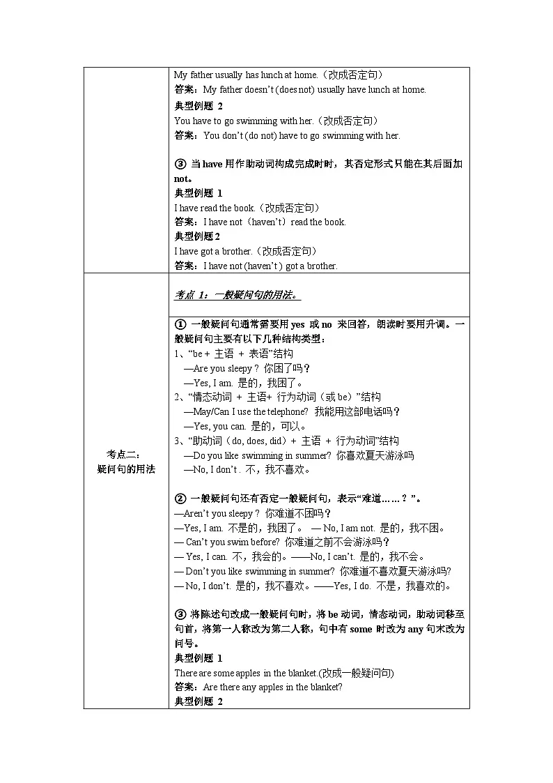 新人教版7年级英语期末复习语法知识总结(讲解+考点+综合练习):句子的种类第3页