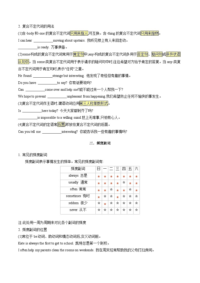 新人教版八年级英语上册期末复习Unit1 ~Unit10重点语法归纳练习(默写版)第2页