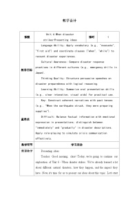 初中英语Unit 6 When disaster strikesPresenting ideas表格教案