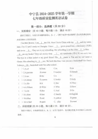 宁夏回族自治区中卫市中宁县2024-2025学年七年级上学期1月期末考试英语试题