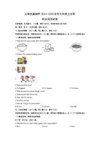 安徽省巢湖市2024-2025学年九年级上学期期末英语试卷（学生版）