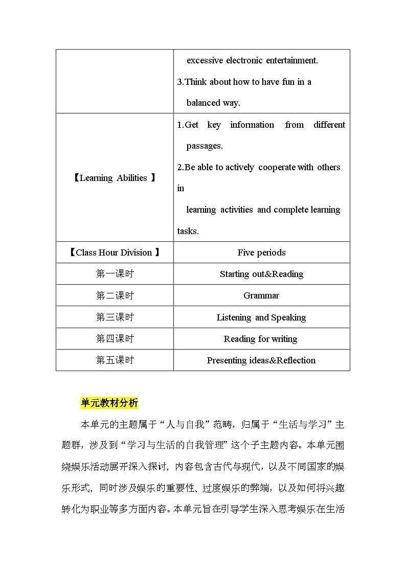 外研版(2024)七年级下册英语Unit 4 The art of having fun 教案第2页