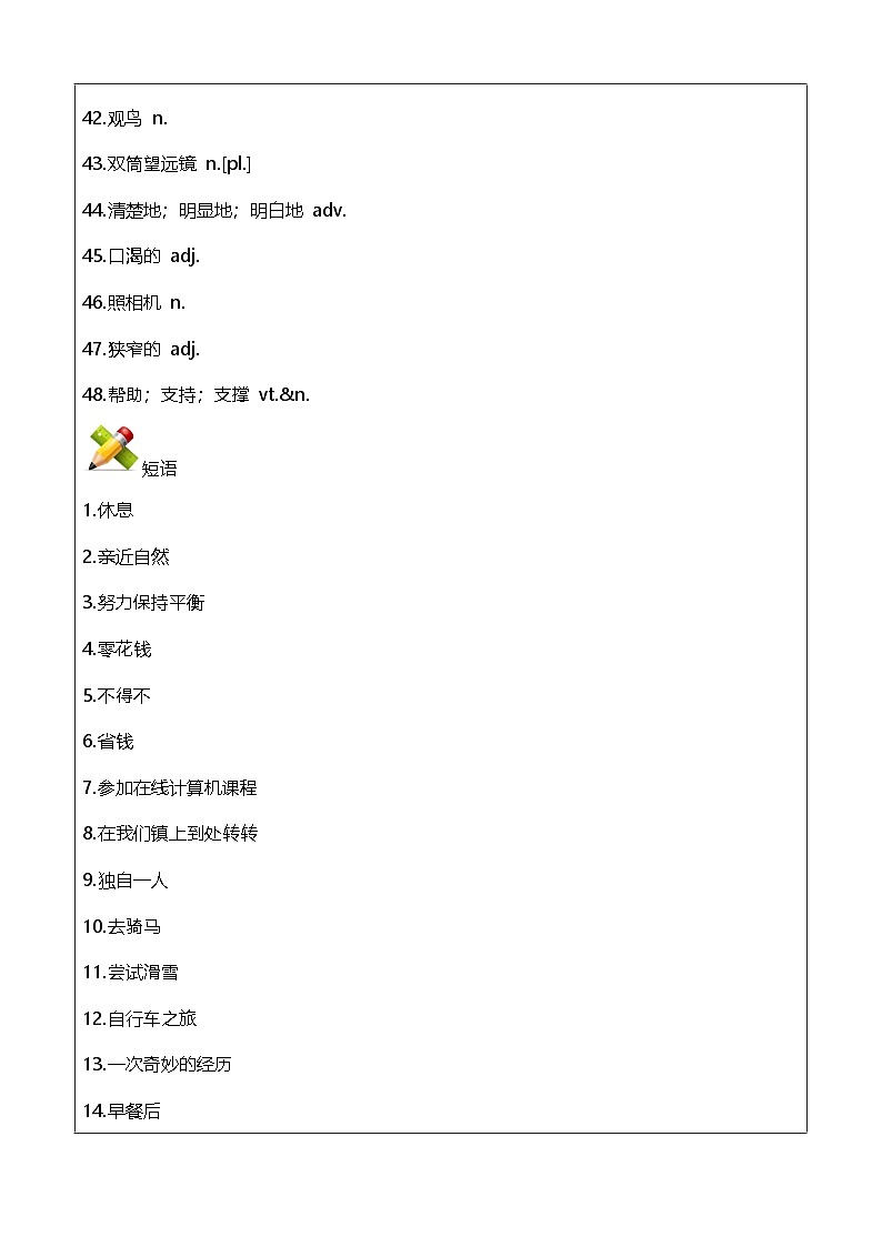 Unit7 Outdoor fun重点单词短语默写-练习(含答案) -2025-2026学年译林版英语七年级下册第3页