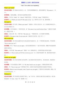 2024版冀教版七年级上册英语期末短语知识点用法归纳总结