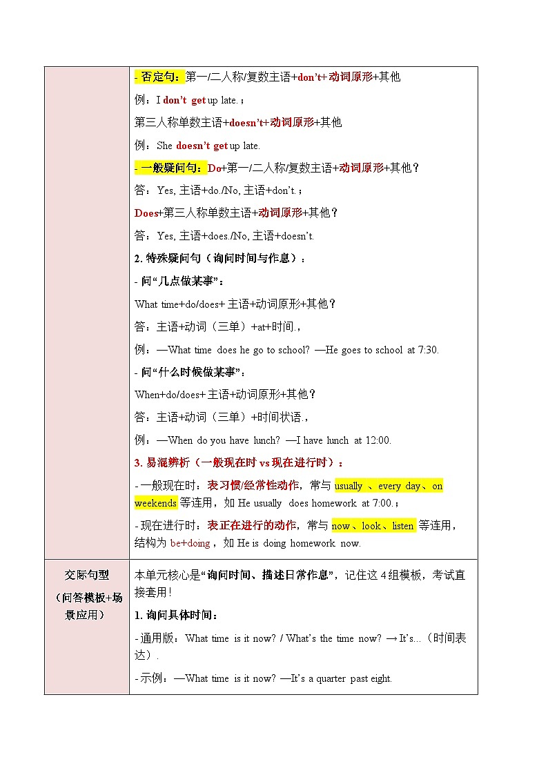 人教版七年级上册期末复习必刷练习Unit 6日常作息与时间表达(原卷版)第2页