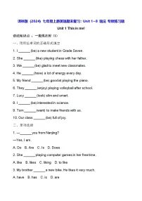 译林版（2024）七年级上册英语期末复习：Unit 1~8 语法 专项练习题（含答案）