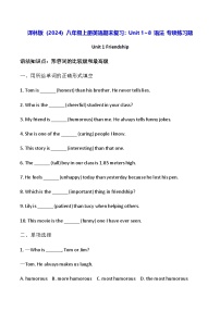 译林版（2024）八年级上册英语期末复习：Unit 1~8 语法 专项练习题（含答案）