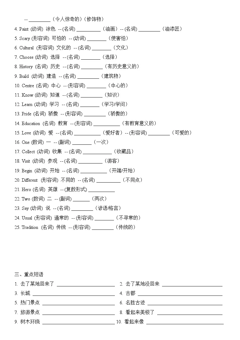 2026译林新版八年下册英语 Unit 2 复习题纲(听写单)第3页