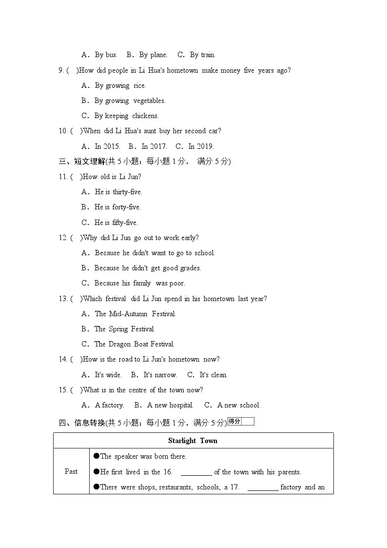 译林版英语八年级下册Unit 1 Past and present 质量测试卷(含答案,含听力原文,无音频)第2页