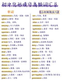 初中英语中考第一轮复习英语完形填空高频词汇知识点汇总