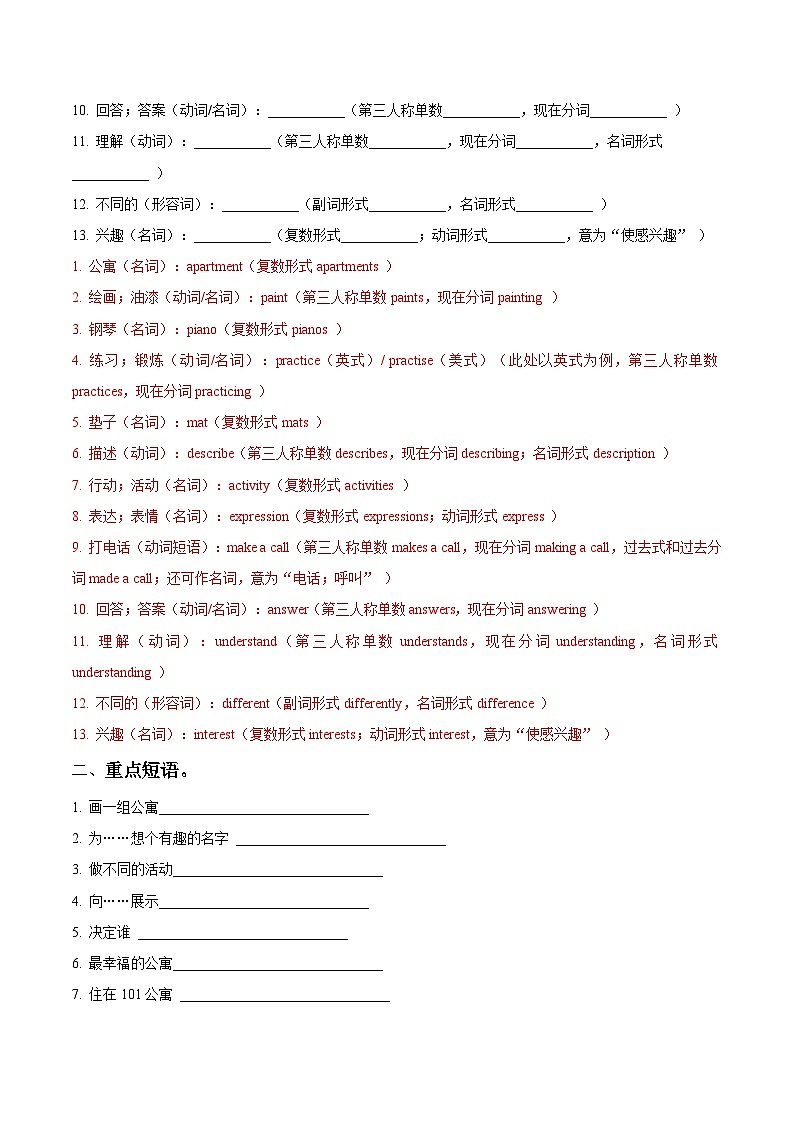 2024版人教版英语七年级下册Unit 5 Project-Reflecting(重难知识导学及精练)(解析版)第2页