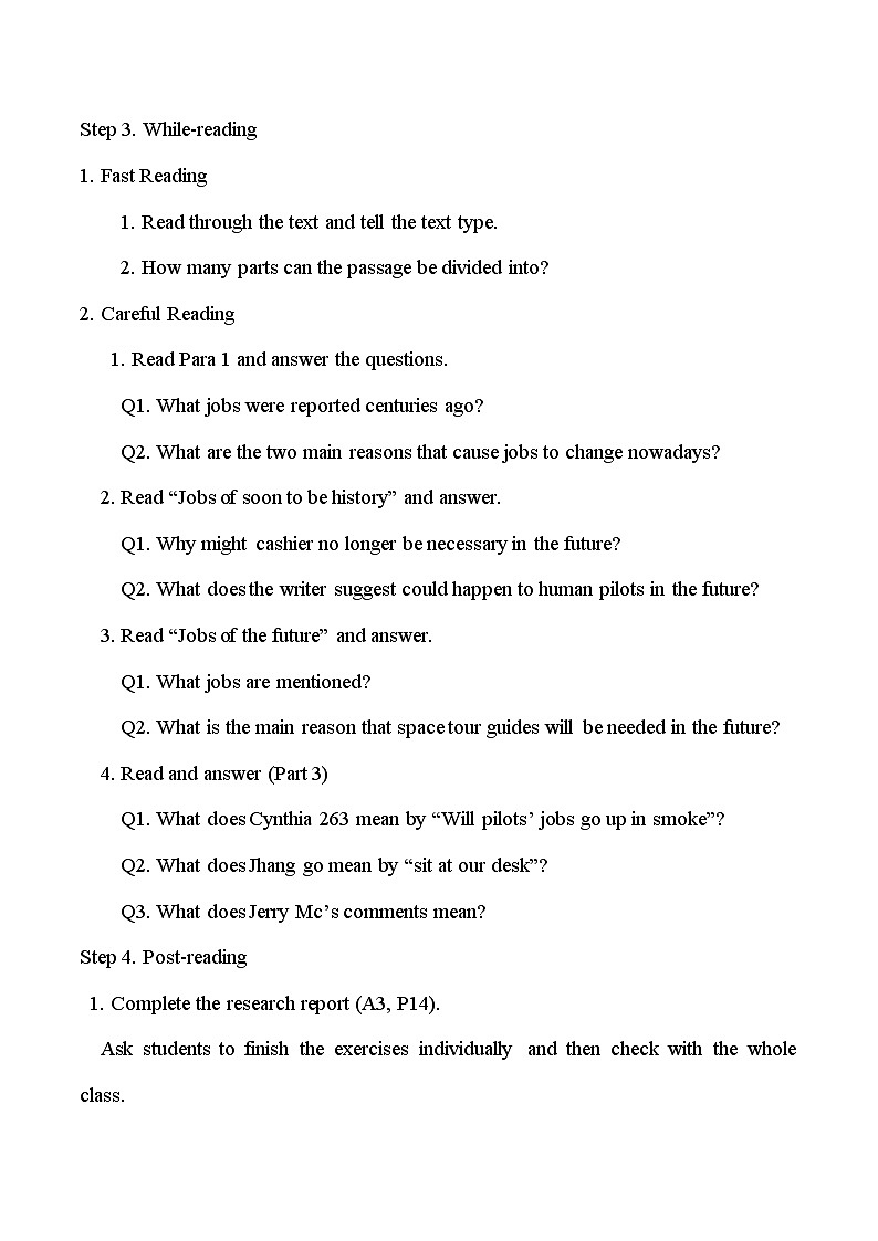 外研版2024初中英语八下Unit1Career talks第五课时Reading forWriting教学设计第2页