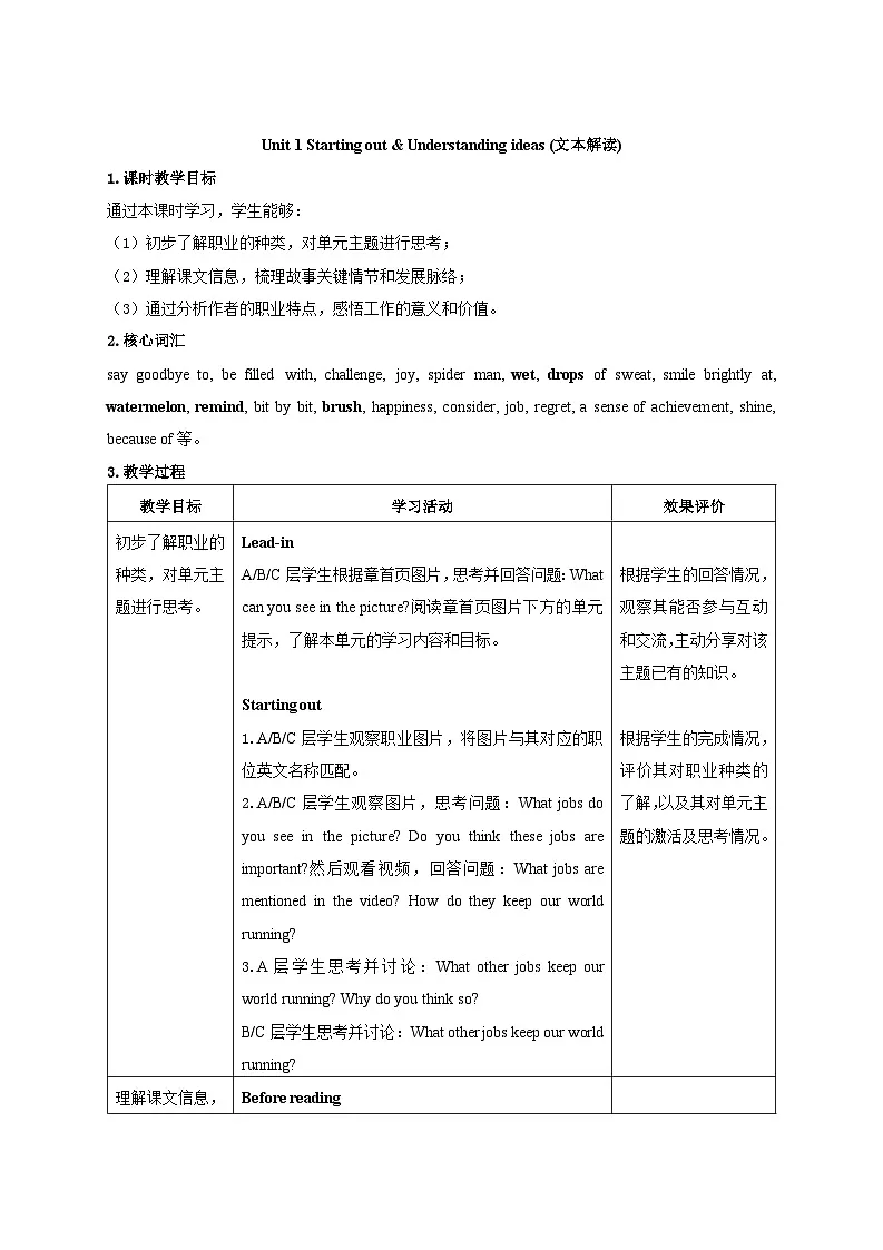外研版2024初中英语八下Unit 1 Starting out 教学设计第1页