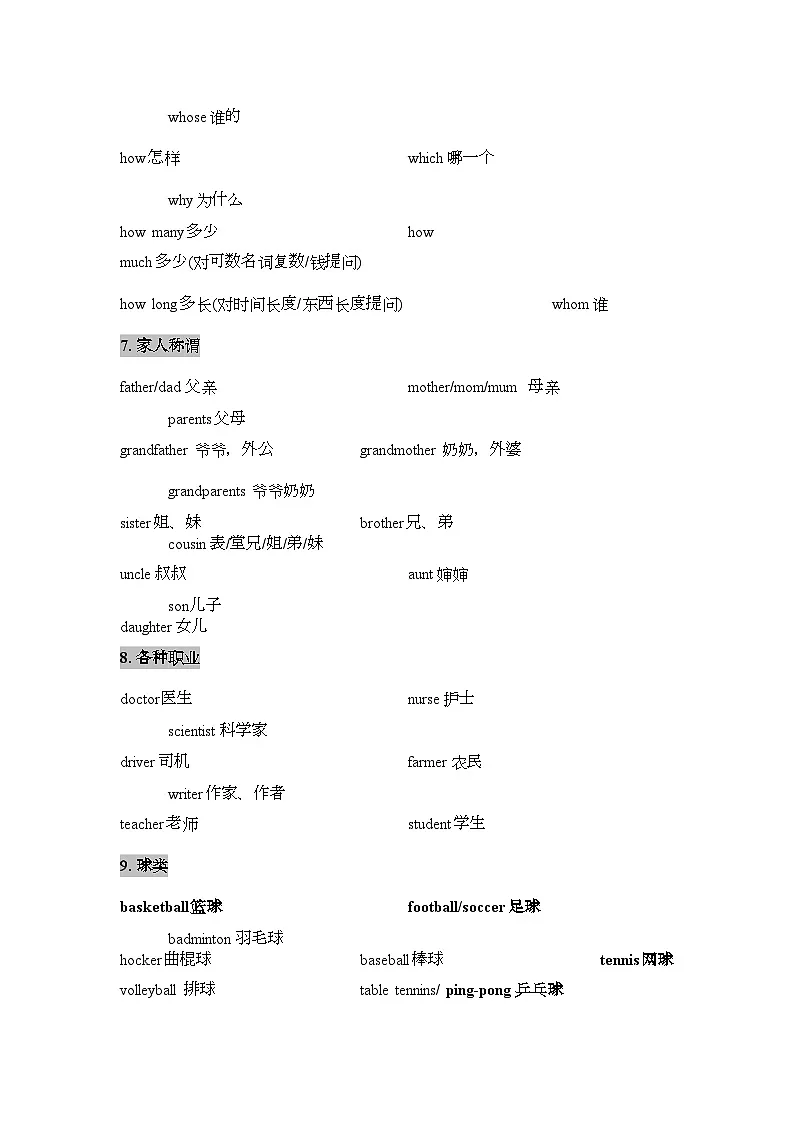 期末知识点复习清单 人教版英语(2024)七年级上册第3页