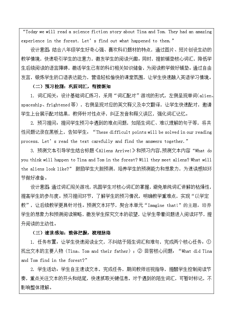 【新教材】沪教版(2024)八年级下册英语Unit 8 Imagine that!-Section 1(Reading)教案【表格式】第2页
