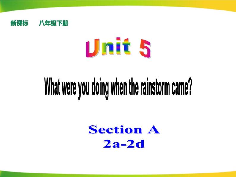 人教版新目标八年级下册英语Unit 5 What were you doing when the rainstorm came  Section A (2a-2d)课件（46页ppt)+音频01