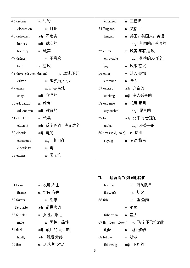 中考英语必备单词变形 学案03