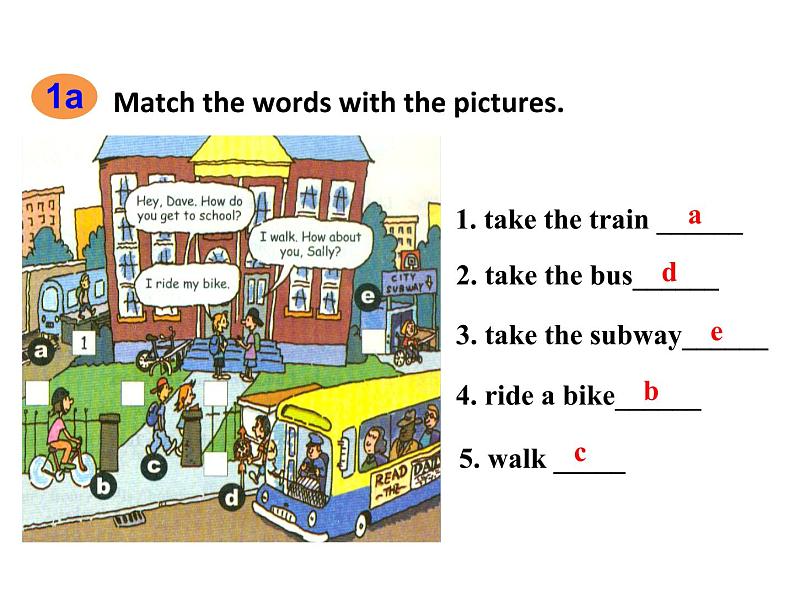 Unit 3 How do you get to school? 第一课时(section A 1a-2e)课件第3页