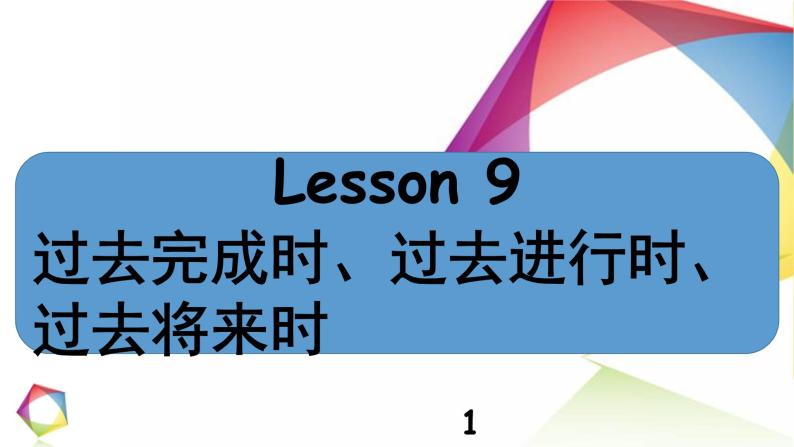 中考英语语法一点通Lesson 9 过去完成时、过去进行时、过去将来时、时态一致原则 课件01
