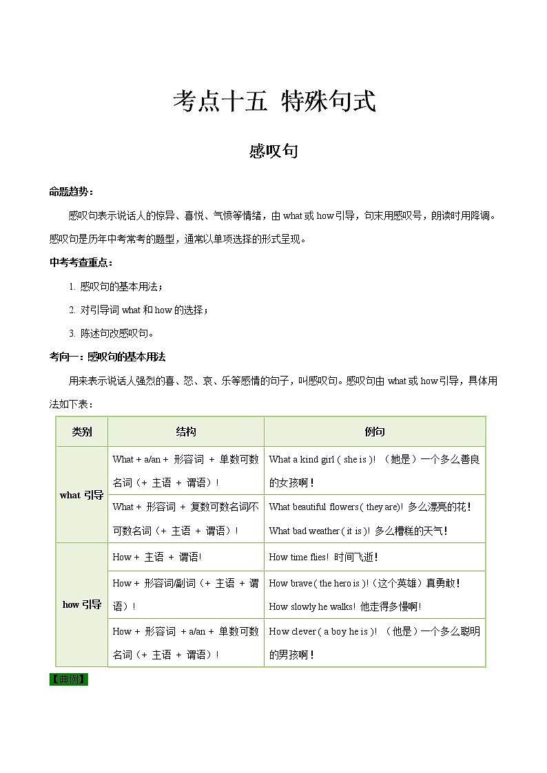 考点15 特殊句式-备战2020年中考英语考点一遍过(浙江专版)第1页